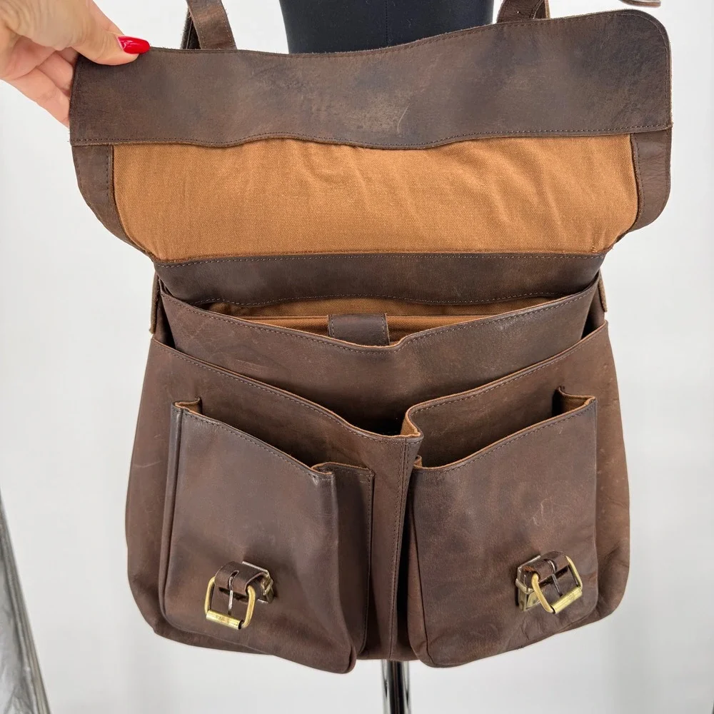 KomalC Brown Buffalo Leather Messenger Bag Satchel Laptop Briefcase Crossbody